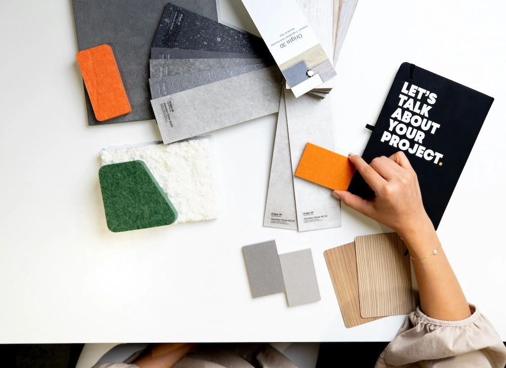 Material and finish samples for interior design — iNSIDE Studio Design Vicenza
